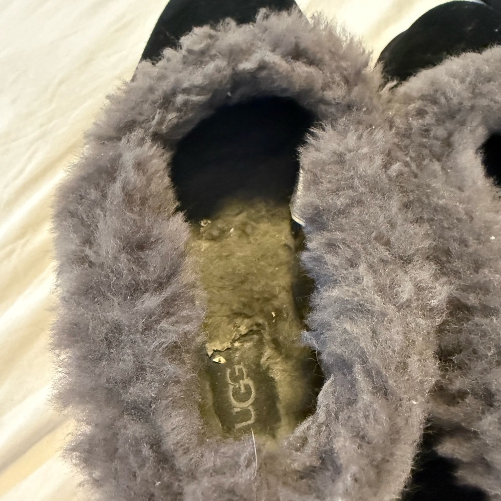 UGG Nita Black Suede Shearling Cuffed Ankle Booties - Picture 5 of 9